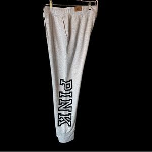 PINK Victoria's Secret Logo Lounge Skinny Jogger Sweatpants Pants Gray Large